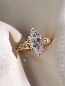 <b>Nature</b> <b>Inspired</b> Lab Grown 2.00CT Marquise Cut Diamond Solitaire <b>Ring</b> For Women's 14K Solid Gold Surprise Wedding Gift For Lover - Product Image 4