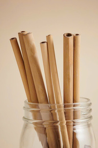 Pailles jetables en bambou naturel, pointes polies, pour boissons, thé, jus - Product Image 2