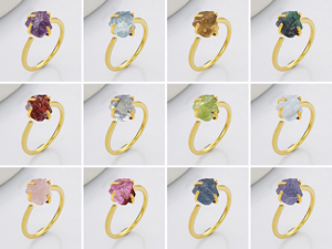 Adjustable Raw Tanzanite 8-10MM Birthstone <b>Ring</b> – Handmade Natural Gemstone Jewelry Wholesale - Product Image 2