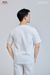 High-Quality Unisex White Healthcare <b>Scrub</b> <b>Set</b> Featuring WFX-CVC Stretch Fabric and Certified Needle Detection Technology - Product Image 2