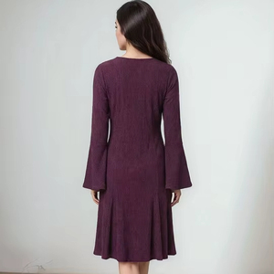 Vestidos Midi Formales para Mujer con Estampado Floral, Ecológicos, de Manga Larga, Cuello en V, Bordado Sexy, Ropa de Diseñador Natural para Verano - Product Image 1