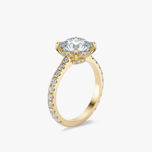 แหวนเพชรทรงกลม 2 กะรัต เพชรเลี้ยงในห้องปฏิบัติการ ทอง 14K แหวนหมั้น แหวนแต่งงาน แบบฝังเพชรรอบวง แหวนเพชรเม็ดเดี่ยว รับสั่งทำและขายส่ง - Product Image 2