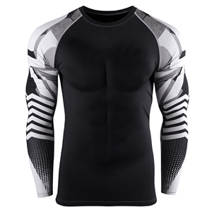 Wholesale Custom Logo OEM ODM Rash Guard <b>Men</b> Sublimation Printed Spandex Gym Rashguard <b>Compression</b> Shirts MMA rash <b>vest</b> - Product Image 1