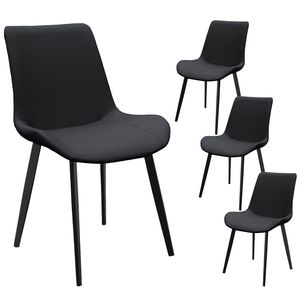 Set Moderno di 4 Sedie da Pranzo in Pelle PU Nera con Gambe in Metallo per Cucina, Ristorante, Soggiorno e Sala Riunioni - Product Image 1