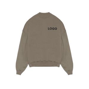 Logotipo personalizado OEM al por mayor cuello redondo de gran tamaño de los hombres 100% de algodón recortado cuello redondo pulóver en blanco de peso pesado sudadera 2026 - Product Image 4