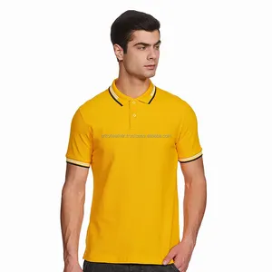 个性化男式马球衫黄色男式马球衫修身休闲服加大码男童马球衫