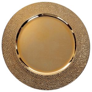 Plateau décoratif rond en métal doré de qualité supérieure, motif floral en relief, pour service, centre de table de mariage ou d'hôtel, décoration intérieure - Product Image 5