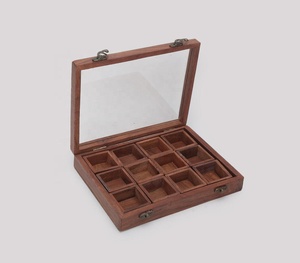 Classic Designer Wooden Box for <b>Spice</b> High End Finishing Carved Wooden <b>Spice</b> Box With Separate 12 Pots Manufacturer Wholesaler - Product Image 2