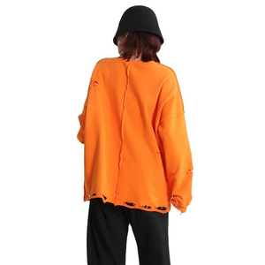เสื้อสเวตเชิ้ตโอเวอร์ไซส์สีส้มแบบถัก คัตเอาท์ แขนยาว คอกลม ยูนิเซ็กส์ สำหรับใส่ในฤดูใบไม้ร่วง - Product Image 2