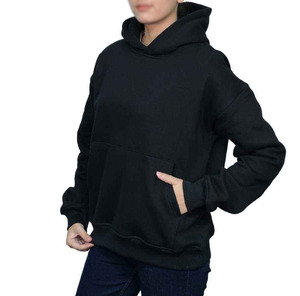 Custom Women's <b>Black</b> Heavyweight Cotton Polyester <b>Fleece</b> Hoodie OEM ODM Manufacturer Supplier Factory Wholesale Bulk Logo - Product Image 3