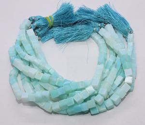 Cuentas de Ópalo Peruano Natural AAA, Cuentas de Ópalo Peruano Azul Cielo de 6-7 mm, Cuentas de Piedras Preciosas de Ópalo Peruano en Forma de Caja 3D de 9 Pulgadas, Cuentas Cuadradas Lisas - Product Image 2