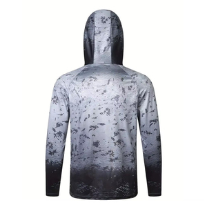 Custom High Quality Men's Long Sleeve Fishing Shirt With Hood Sublimation Print UPF 50 Anti-Uv Protection Pullover - Product Image 3