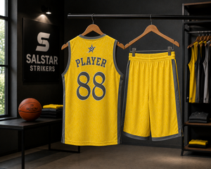 Maillot de basket-ball personnalisé pour homme, en maille, avec fermeture à pression, séchage rapide, polyester, sublimation, impression jaune, col en V, très vendu - Product Image 4