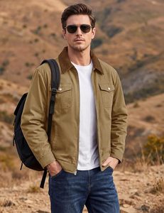 Men's Lightweight Quilted Work <b>Jacket</b> Casual Cotton <b>Zipper</b> <b>Jackets</b> | Cotton Twill Fabric - Product Image 2