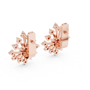 Pendientes únicos de diamantes redondos cultivados en laboratorio con diseño de copo de nieve, con clip en oro rosa de 18 quilates, para uso diario, fiestas y regalos para mujeres. - Product Image 3