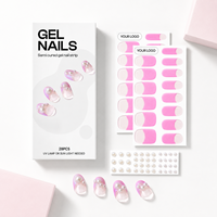 Autocollants pour ongles en gel effet sirop, courts, forme ballerine, rose laiteux, bandes de gel pour ongles, autocollants pour ongles en gel effet sirop