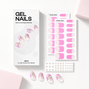 Autocollants pour ongles en gel effet sirop, courts, forme ballerine, rose laiteux, bandes de gel pour ongles, autocollants pour ongles en gel effet sirop - Product Image 1
