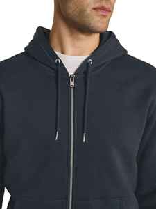 <b>Men's</b> <b>Navy</b> Hooded Zip-Up Sweatshirt Regular Fit Casual Cotton <b>Fleece</b> Solid Color Autumn Wear - Product Image 5