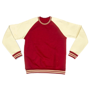 Sudadera de Mujer Roja Crema con Cuello Redondo, Manga Larga, Tejida, Color Sólido, Informal, para Otoño, 100% Algodón, Transpirable, Corte Regular - Product Image 1