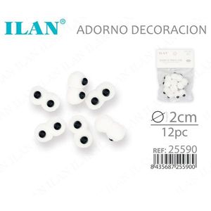 Ornamento per occhi Ilan 2 cm per decorazione 12 pezzi - Product Image 3