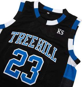 Maillot de basket-ball pour hommes Scott 23, noir et bleu, en maille, sans manches, col rond, respirant, imprimé par sublimation, coupe régulière pour adulte - Product Image 3