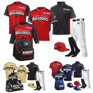 Ensemble complet d'uniformes de baseball avec casquette et maillot, tissu respirant 100 % polyester, logo sur le devant, avec sac à dos et chaussettes de baseball - Product Image 1
