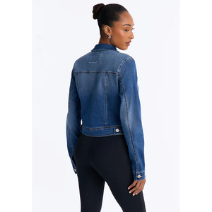 Blouson en jean bleu clair Omen, coupe courte, ourlet effiloché, style streetwear, Twin City, vente en gros, vintage, délavé, manteau d'extérieur, mode personnalisée - Product Image 6
