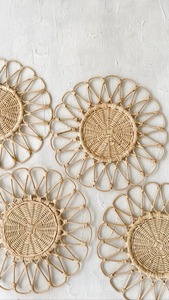 <b>Round</b> Woven Rattan <b>Placemat</b> With Floral Design Country Style Table Mat - Product Image 6