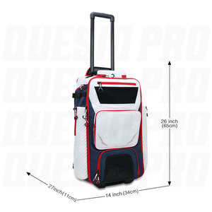 Custom Logo Baseball Softball Roller Bag <b>with</b> <b>Wheels</b> Large Capacity Waterproof Equipment <b>Backpack</b> Shoe Compartment OEM ODM - Product Image 2