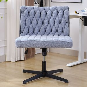 Silla de oficina sin brazos con patas cruzadas de terciopelo con respaldo sin ruedas para uso en dormitorio y sala de estar - Product Image 4