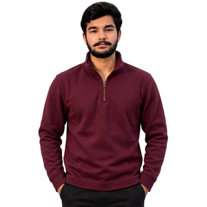 Sudadera con media cremallera al por mayor, personalizada de fábrica para minoristas, sudadera con media cremallera de corte holgado - Product Image 3