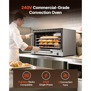 Horno de Convección Comercial de Sobremesa con Capacidad de 4.24 Pies Cúbicos, 4 Bandejas, Funcionamiento a Gas de 360 Grados, para Bandejas de Tamaño Completo, Ideal para Hoteles - Product Image 2