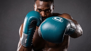 Dumela Genuine Leather Boxing Gloves Teal with <b>White</b> <b>Laces</b> and Logo Patch - Product Image 4
