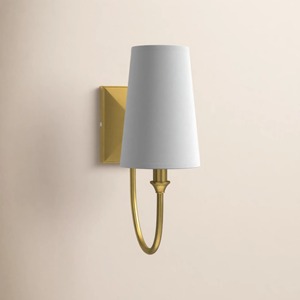 โคมไฟติดผนังสีทองทันสมัยพร้อมโป๊ะผ้าสีขาวและดีไซน์ลายใบไม้ - Product Image 6