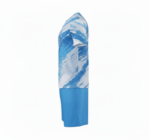 Camiseta de Fútbol para Hombre, Azul y Blanca, con Estampado Abstracto, Manga Corta, Cuello Redondo, Absorbe la Humedad, Corte Regular, Ropa de Verano - Product Image 6
