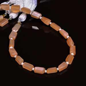 Perles de pierre de lune pêche naturelle facettées en forme de pépite, 6x8mm, perles lâches faites à la main pour la fabrication de bijoux, prix de gros en vrac - Product Image 4