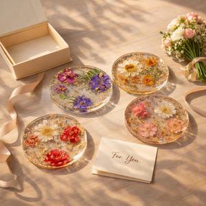 Real Dried Flower Resin Coaster Handmade Floral Coaster Gold Flakes Coaster Aesthetic <b>Gift</b> <b>for</b> <b>Her</b> <b>Unique</b> Home Decor - Product Image 6