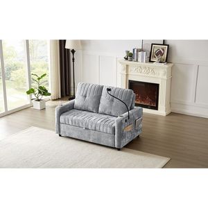 Divano Letto Moderno da 137 cm con Schienale Regolabile, Due Portabicchieri, Porta Telefono e Tre Porte di Ricarica - Product Image 6