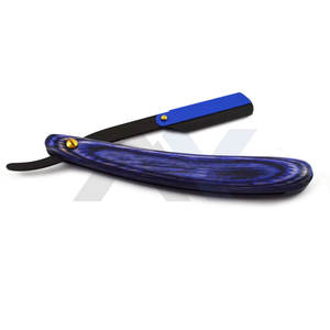 MAMAZ YARA Promotion Spéciale Rasoirs de Barbier pour Hommes, Rasoirs Droits à Double Tranchant avec Manche en Bois Bleu Massif, Idéal pour Salon de Coiffure - Product Image 1