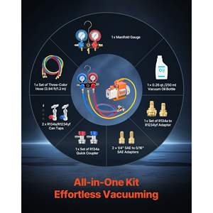 Bomba de vacío rotativa de paletas de una etapa para HVAC, 4.5 CFM, 1/3 HP, kit de manómetros para A/C R134a R22 R410a R1234YF R32, aire acondicionado automotriz D0100XFPTGW - Product Image 4