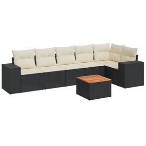 Set Divano da Giardino in Rattan Nero 6 Posti Resistente alle Intemperie Arredamento da Esterno Design Contemporaneo - Product Image 2