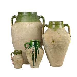 Pot à huile d'olive vintage en céramique émaillée de type Izmir, vase méditerranéen, décoration de table rustique style ferme, pièce maîtresse pour l'affichage de fleurs - Product Image 5