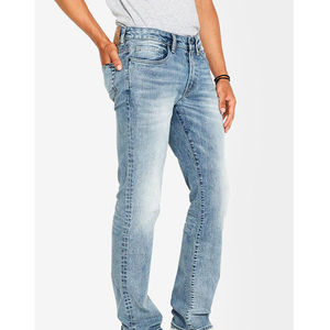 Jeans de Mezclilla Azul para Hombre, Corte Recto, Estilo Casual, Vintage, de Alta Calidad - Product Image 3