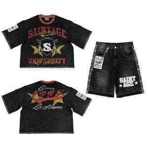 Conjunto de Sudadera con Capucha y Pantalones Cortos con Estampado Digital de Diamantes de Imitación para Hombre 2026 |   Conjunto de Dos Piezas Holgado de Verano |   Ropa Urbana Personalizada Tejida 100% Algodón OEM - Product Image 6