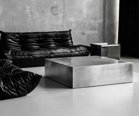 Table basse carrée moderne anti-traces de doigts en acier inoxydable, table d'appoint au design métallique élégant pour les intérieurs contemporains