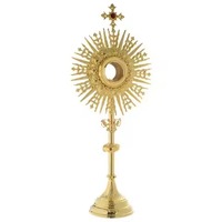 Monstrance en laiton avec centre en gemme rouge et accents miroir, décorative pour table, pour usage en église catholique