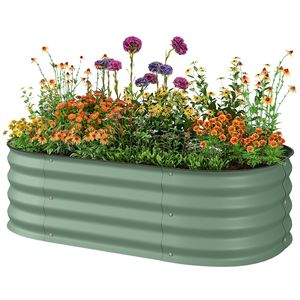 Kit de jardinière surélevée galvanisée 3,4 x 2 x 1 m, bac à plantes en métal avec bordure de sécurité, arrangements saisonniers extérieurs, vert - Product Image 1