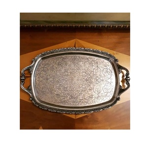 Ornate Laser Engraved Flower Pattern Metal <b>Tray</b> <b>Mirror</b> Polished Stainless Steel Round Serving Dish Elegant Food Serving <b>Tray</b> - Product Image 2