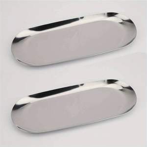 Plateau décoratif rond en métal minimaliste moderne - Élégant plateau ottoman en acier inoxydable argenté, plateau de service multifonctionnel pour la cuisine - Product Image 3