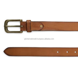High Quality Natural Tan Harness <b>Leather</b> Casual <b>Belt</b> for <b>men</b> with changeable brass buckle business casual dress <b>belt</b> - Product Image 1